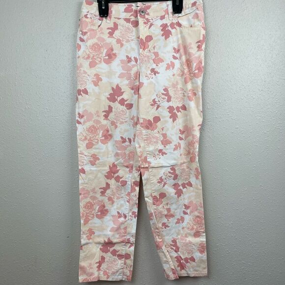 Bandolino Pink Floral Mandie Pants Size 14 EUC - Picture 1 of 6